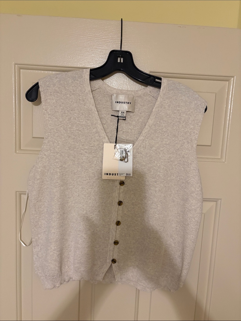 Industry Cream V-Neck Button Sweater Vest